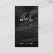 Carte De Visite Monogramme classique | Texture noire (Devant)