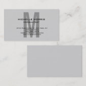 Carte De Visite Monogramme classique unique en gris (Devant / Derrière)
