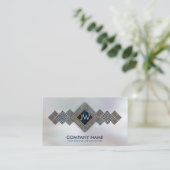 Carte De Visite Monogramme clé de méandre grecque - Abalone et or (Debout devant)