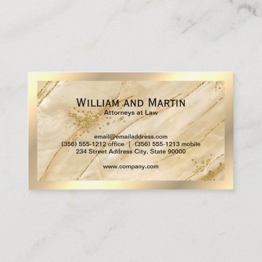 Carte De Visite Monogramme | CODE QR | Marbre doré (Dos)