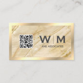 Carte De Visite Monogramme | CODE QR | Marbre doré (Devant)