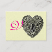 Carte De Visite MONOGRAMME COEUR DE LAMPE CUPIDE, rose, or fuchsia (Dos)