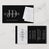 Carte De Visite Monogramme comptable fiscal 1040 3D Noir (Devant / Derrière)