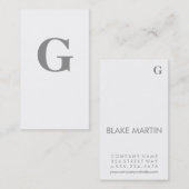 Carte De Visite Monogramme contemporain / Gris et blanc (Devant / Derrière)
