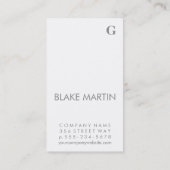 Carte De Visite Monogramme contemporain / Gris et blanc (Dos)