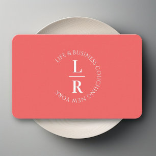 Carte De Visite Monogramme, corail minimaliste