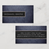 Carte De Visite Monogramme Couleur de cuir noir (Devant / Derrière)