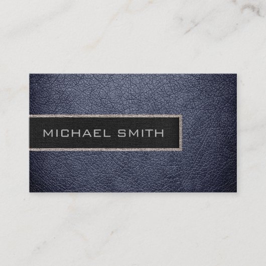 Carte De Visite Monogramme Couleur de cuir noir (Devant)