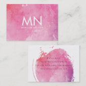 Carte De Visite Monogramme couleur eau rose (Devant / Derrière)