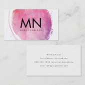 Carte De Visite Monogramme couleur eau rose (Devant / Derrière)
