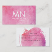 Carte De Visite Monogramme couleur eau rose (Devant / Derrière)