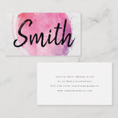 Carte De Visite Monogramme couleur eau rose | Style manuscrit (Devant / Derrière)