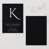 Carte De Visite Monogramme couleur noire minimale élégant (Devant / Derrière)