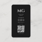 Carte De Visite Monogramme Couronne de luxe moderne R Black Grey (Dos)