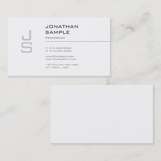 Carte De Visite Monogramme créatif Design élégant Design moderne t (Devant / Derrière)