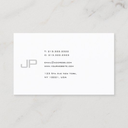 Carte De Visite Monogramme créatif Moderne Professionnel Simple (Dos)