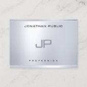 Carte De Visite Monogramme créatif Silver Look Clean Modern Plain (Devant)