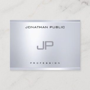 Carte De Visite Monogramme créatif Silver Look Clean Modern Plain
