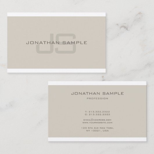 Carte De Visite Monogramme créatif Simple Professionnel Plat Luxe (Devant / Derrière)