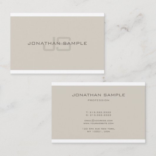 Carte De Visite Monogramme créatif Sleek Professionnel Plain Luxe (Devant / Derrière)
