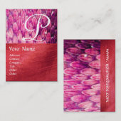 Carte De Visite MONOGRAMME CROTALUS, soie rouge rose noire brillan (Devant / Derrière)