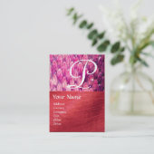 Carte De Visite MONOGRAMME CROTALUS, soie rouge rose noire brillan (Debout devant)