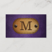 Carte De Visite Monogramme | Cuir Brown | Tissu pourpre (Devant)