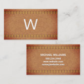 Carte De Visite Monogramme | Cuir double pointillé (Devant / Derrière)