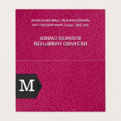 Carte De Visite Monogramme | Cuir rose et Patch (Extérieur déplié)