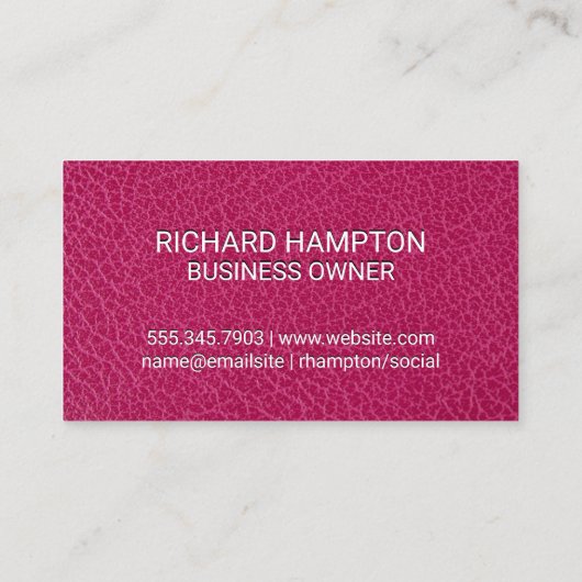 Carte De Visite Monogramme | Cuir rose et Patch (Dos)