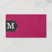 Carte De Visite Monogramme | Cuir rose et Patch (Devant)