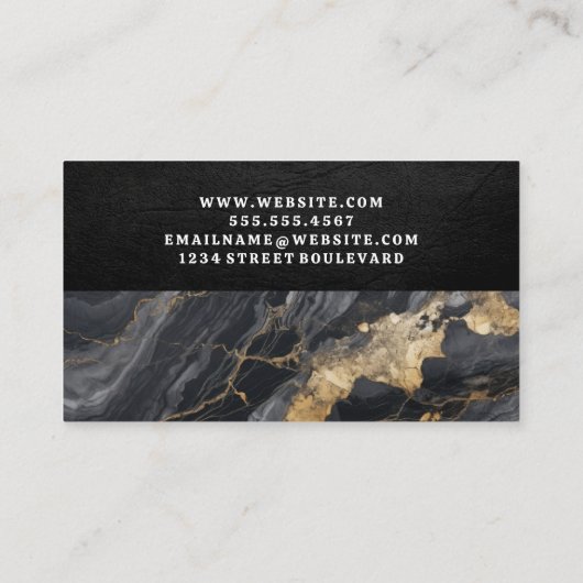 Carte De Visite Monogramme | Cuir | Texture de marbre (Dos)
