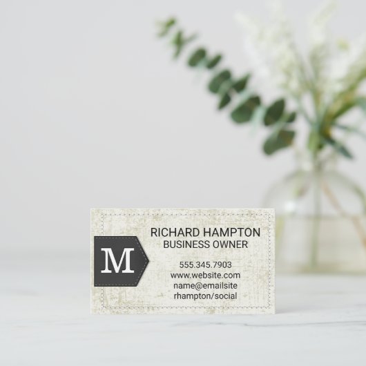 Carte De Visite Monogramme | Cuir usé (Debout devant)