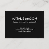 Carte De Visite Monogramme cursif | Asymétrique (noir) (Dos)