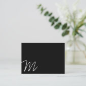 Carte De Visite Monogramme cursif | Asymétrique (noir) (Debout devant)