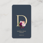 Carte De Visite Monogramme D Professionnel Bleu foncé Or (Devant)