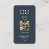 Carte De Visite Monogramme D Professionnel Bleu foncé Or (Dos)