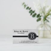 Carte De Visite Monogramme d'acier à brosse blanche (Debout devant)