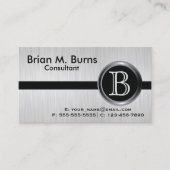 Carte De Visite Monogramme d'acier à brosse blanche (Devant)