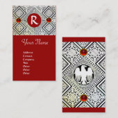 CARTE DE VISITE MONOGRAMME D'AGLE, RUBY ROUGE (Devant / Derrière)