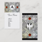 CARTE DE VISITE MONOGRAMME D'AGLE, RUBY ROUGE (Devant / Derrière)