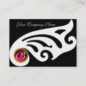 Carte De Visite MONOGRAMME D'AILES ÉLÉGANTES, ROUGE RUBY, perle fu (Dos)