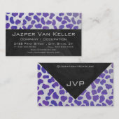 Carte De Visite Monogramme Dalmatien violet et blanc (Devant / Derrière)