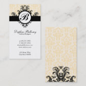 Carte De Visite Monogramme Damask (crème) (Devant / Derrière)