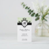 Carte De Visite Monogramme Damask (menthe verte) (Debout devant)