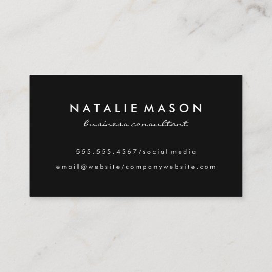 Carte De Visite Monogramme Damask sur noir (Dos)