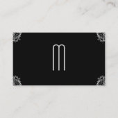 Carte De Visite Monogramme Damask sur noir (Devant)