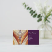 Carte De Visite MONOGRAMME D'ANGE MOSAÏQUE Violet (Debout devant)