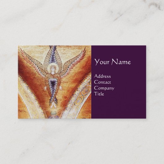 Carte De Visite MONOGRAMME D'ANGE MOSAÏQUE Violet (Devant)