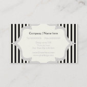 Carte De Visite Monogramme dans un cadre à rayures noires et blanc (Dos)